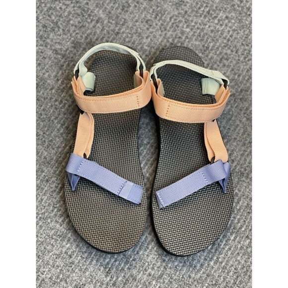 Teva Women Size 10 Flatform Universal Sandals Black Multi Pastel Color Block NEW - Picture 7 of 12